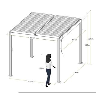 Pérgola de jardín bioclimática 3x3m (9m2) Hampshire imitación madera