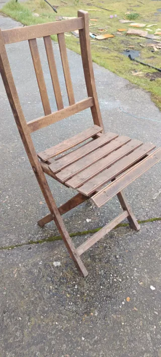 Silla plegable madera antigua