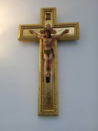 Antigua Cruz de Madera Pan de Oro