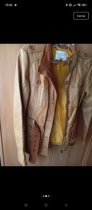 Cazadora cuero Stradivarius Talla S