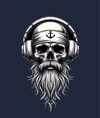 Camiseta Estampada Calavera con Auriculares