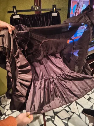 Falda bohemia terciopelo morado