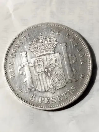Moneda 5 Pesetas Plata Alfonso XIII 1892
