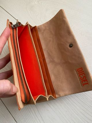 Cartera de piel DIESEL naranja