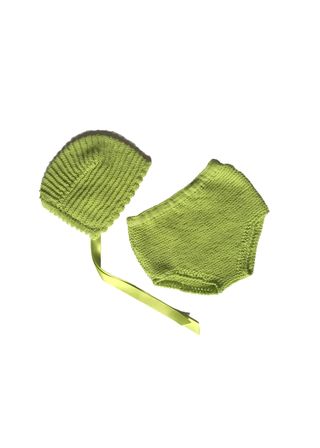 Conjunto capota y cubrepañal bebé verde