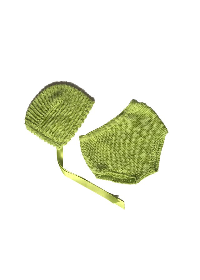 Conjunto capota y cubrepañal bebé verde