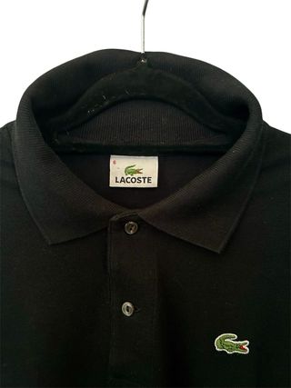 Polo Lacoste Negro Manga Larga Talla 6 (XL)
