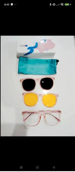 Gafas Firmoo clip solar amarillo y montura rosa