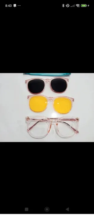 Gafas Firmoo clip solar amarillo y montura rosa