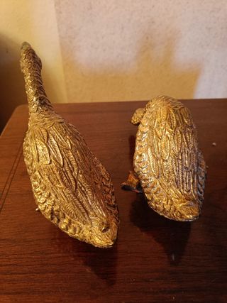 Pareja Patos Vintage Metálicos Dorado