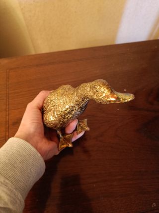 Pareja Patos Vintage Metálicos Dorado