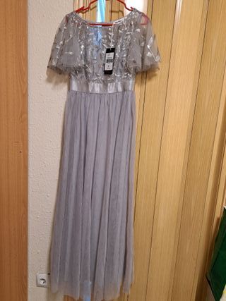 Lote 6 vestidos largos plateados