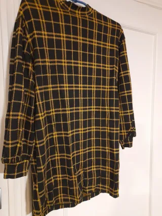 Vestido cuadros negro y amarillo