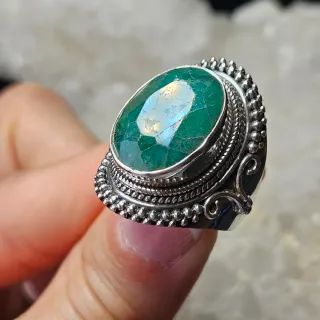 Anillo Plata 925 Esmeralda XL