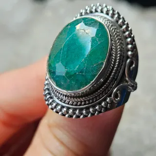 Anillo Plata 925 Esmeralda XL