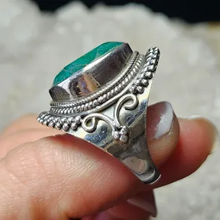 Anillo Plata 925 Esmeralda XL