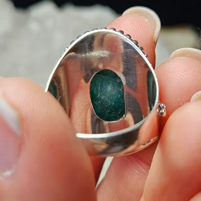 Anillo Plata 925 Esmeralda XL
