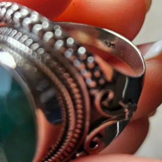 Anillo Plata 925 Esmeralda XL