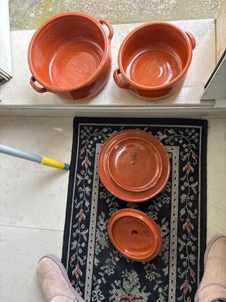 2 Pentole in terracotta con coperchi