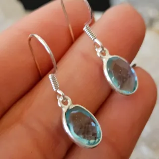 Pendientes Plata 925 Topacio Azul