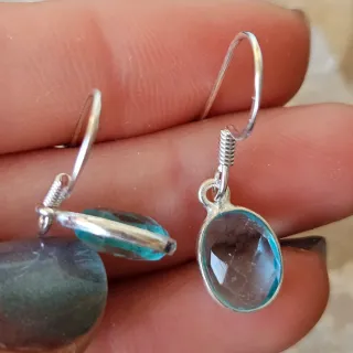Pendientes Plata 925 Topacio Azul