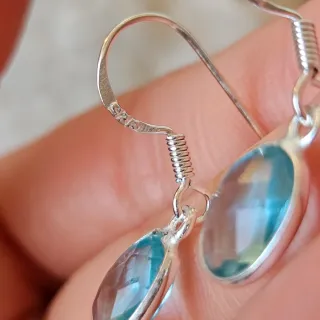 Pendientes Plata 925 Topacio Azul