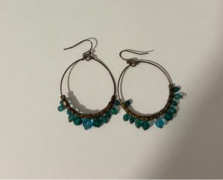 Pendientes aro con piedras azules y teal
