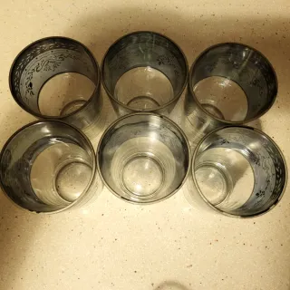 Set 6 Vasos Vidrio Decorados