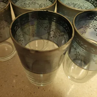 Set 6 Vasos Vidrio Decorados