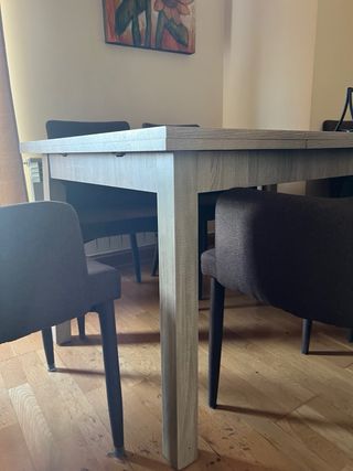 Mesa de comedor de madera para 6 extensible
