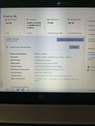 Portátil HP Plata y Negro