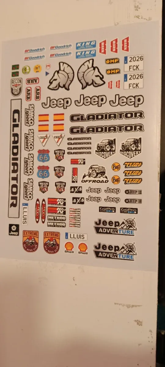 Pegatinas Jeep gladiator 1/10 crawler
