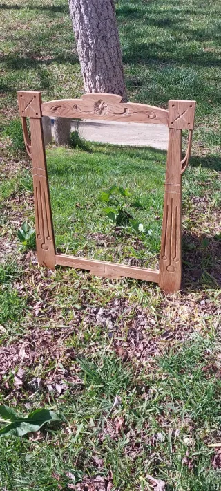 Espejo antiguo madera y cristal