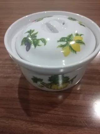 Panela Cerâmica Decorada com Frutas