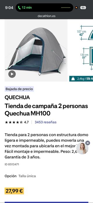Set Camping o Acampada para 2 Personas