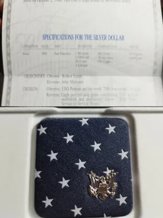 Moneda Plata 1 Dólar USA 1991 USO 50th