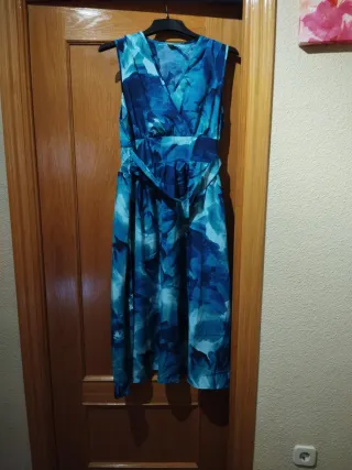 Vestido midi estampado floral azul XL
