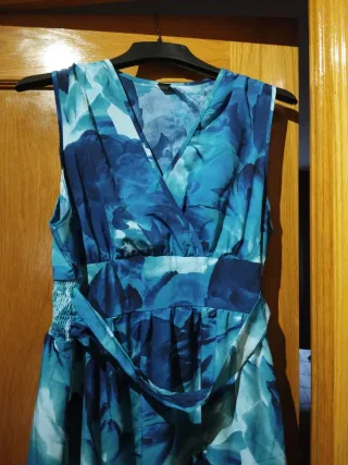 Vestido midi estampado floral azul XL