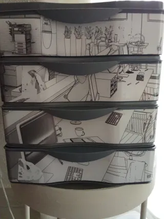 Cajonera 4 cassetti grigio e bianco