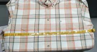 Camisa Bass cuadros beige y naranja