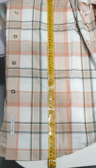 Camisa Bass cuadros beige y naranja