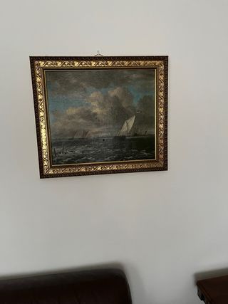 Cuadro de marina con marco dorado