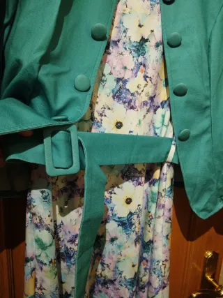 Vestido largo floral azul y turquesa Talla XL