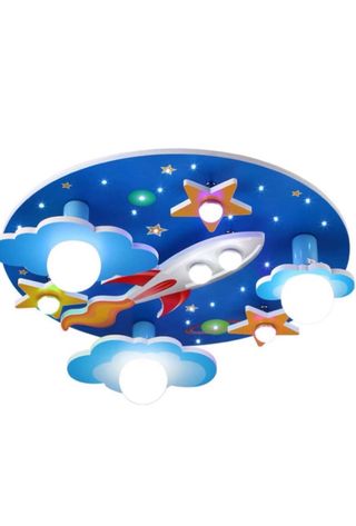 Lámpara techo infantil cohete estrellas