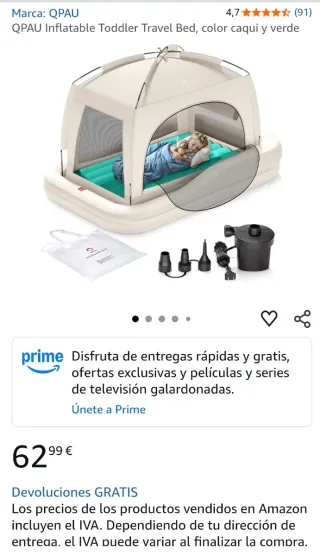Cama viaje niño inflable con tienda/camping NUEVA