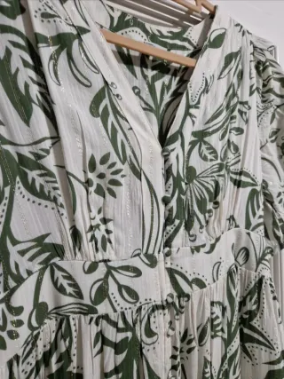 Vestido largo estampado floral verde y blanco