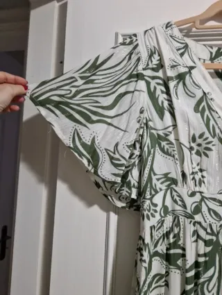 Vestido largo estampado floral verde y blanco