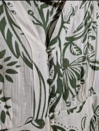 Vestido largo estampado floral verde y blanco