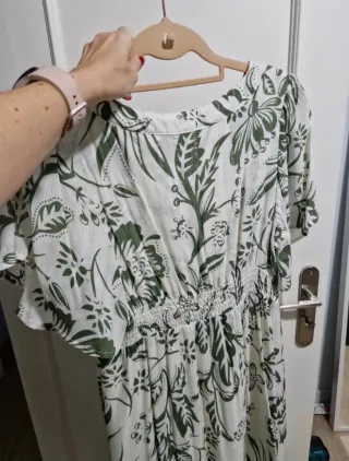 Vestido largo estampado floral verde y blanco