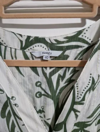 Vestido largo estampado floral verde y blanco